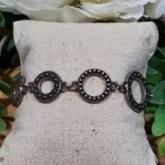 BRIGHTON Townsend Bracelet Open Circles Links Crystals Reversible RETIRED 7-8" - Picture 6 of 7